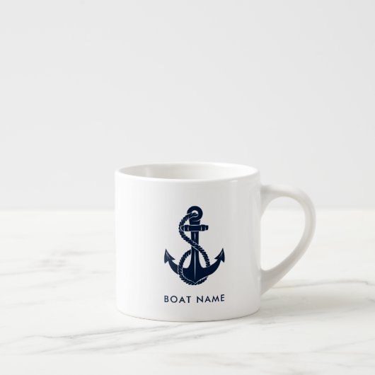 Nautical Boat Name Navy Blue Anchor Custom Espressotasse (Rechts)