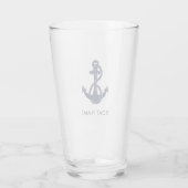 Nautical Boat Name Navy Blue Anchor Custom Glas (Rückseite)