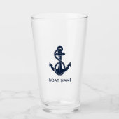 Nautical Boat Name Navy Blue Anchor Custom Glas (Vorderseite)
