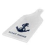 Nautical Boat Name Navy Blue Anchor Custom Schneidebrett (Ecke)
