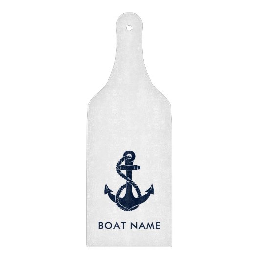 Nautical Boat Name Navy Blue Anchor Custom Schneidebrett (Vorderseite)