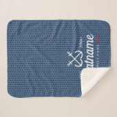 Nautical Boat Name Navy Blue Knittern Muster Sherpadecke (Vorderseite (Horizontal))