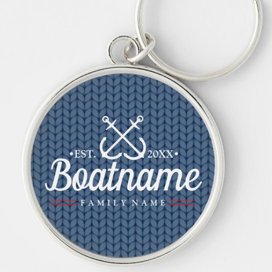 Nautical Boat Name Winter Wool Personalized Schlüsselanhänger (Vorne)