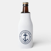Nautical Boat Navy Blue Anchor Custom Flaschenkühler (Flaschenvorderseite)
