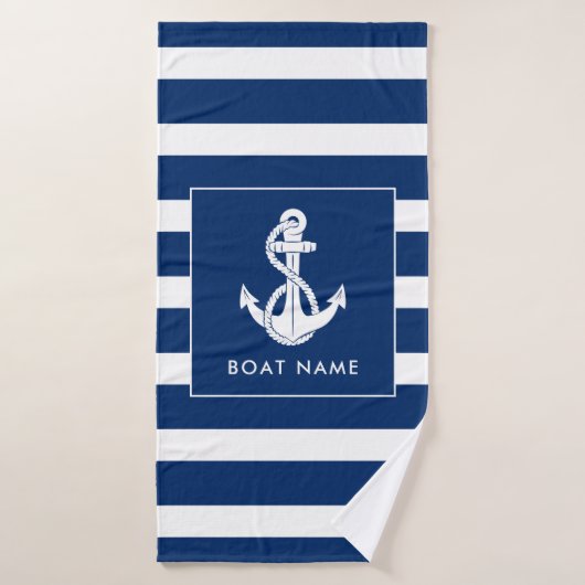 Nautical Boat Swag White Anchor Custom Badehandtuch (Badehandtuch)