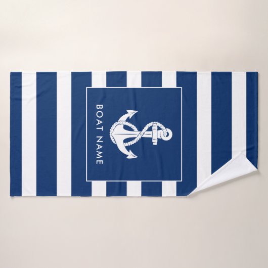 Nautical Boat Swag White Anchor Custom Badehandtuch (Badehandtuch)