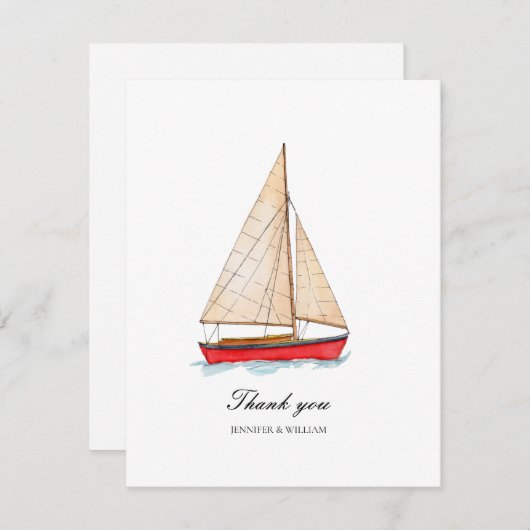 Nautical Boat Wedding Dankeschön Card Dankeskarte (Vorne/Hinten)