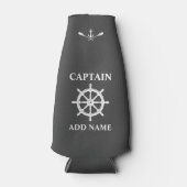 Nautical Boat Wheel Anchor Oars Captain Name Gray Flaschenkühler (Vorderseite)