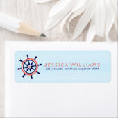 Nautical Boat Wheel & Baby Blue Stripes (Insitu)