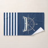 Nautical Boat Wheel, Navy Blue Streifen Badhandtuch Set (Handtuch)