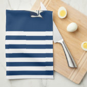 Nautical Boat Wheel, Navy Blue Streifen Geschirrtuch (Viertel Falte)