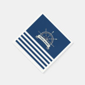 Nautical Boat Wheel, Navy Blue Streifen Serviette (Ecke)