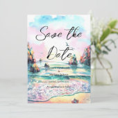 Nautical Boho Beach Wedding Save The Date (Stehend Vorderseite)