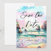 Nautical Boho Beach Wedding Save The Date (Vorne/Hinten)