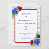Nautical Boho White Floral Watercolor Wedding Einladung (Vorderseite)
