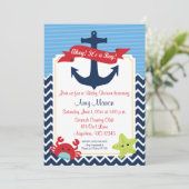 Nautical Boy Baby Dusche Personalisierte Einladung (Stehend Vorderseite)