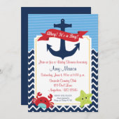 Nautical Boy Baby Dusche Personalisierte Einladung (Vorne/Hinten)