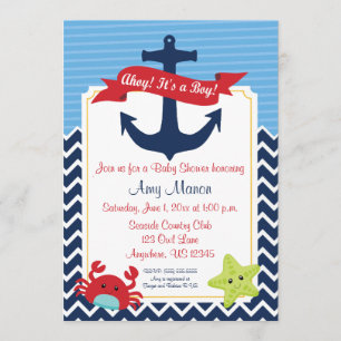 Nautical Boy Baby Dusche Personalisierte Einladung