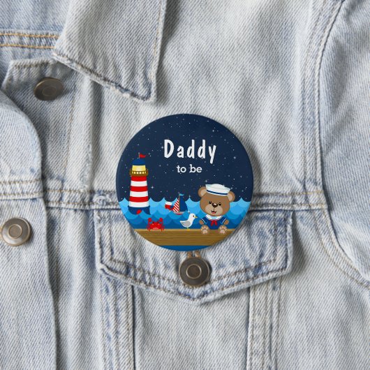 Nautical Boy Bären rot und Navy Daddy zu sein Button (Beispiel)