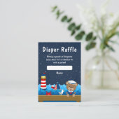Nautical Boy Bear Red and Navy Diaper Raffles Begleitkarte (Stehend Vorderseite)