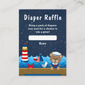Nautical Boy Bear Red and Navy Diaper Raffles Begleitkarte (Vorderseite)