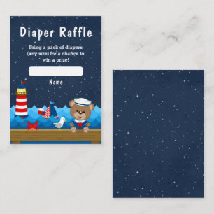 Nautical Boy Bear Red and Navy Diaper Raffles Begleitkarte