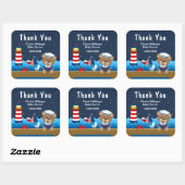 Nautical Boy Bear Red Baby Dusche Vielen Dank Quadratischer Aufkleber (Blatt)