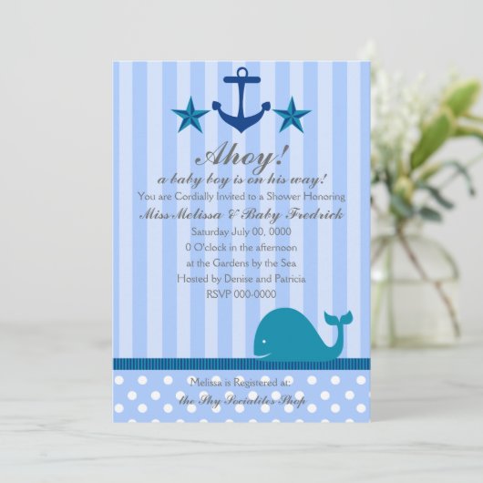 Nautical Boy Einladung (Stehend Vorderseite)