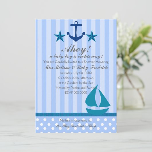 Nautical Boy Einladung (Stehend Vorderseite)