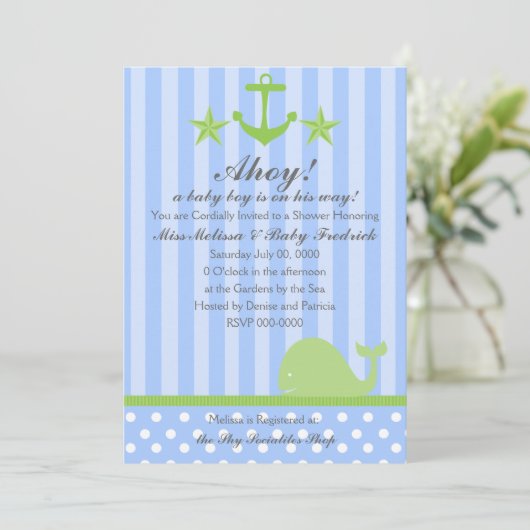 Nautical Boy Einladung (Stehend Vorderseite)