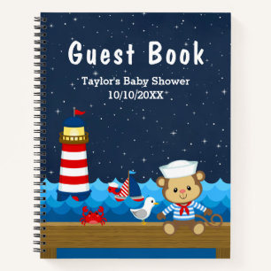 Nautical Boy Monkey Red Baby Shooter Gästebuch Notizblock