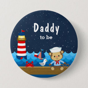 Nautical Boy Monkey Red und Navy Daddy zu sein Button