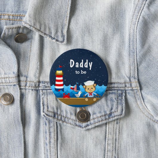 Nautical Boy Monkey Red und Navy Daddy zu sein Button (Beispiel)