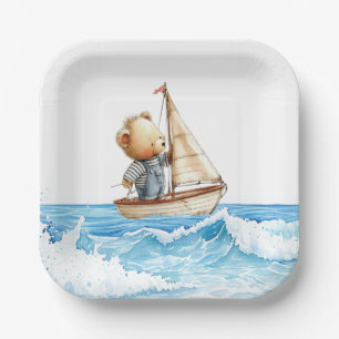 Nautical Boy Sailor Teddy Bears Baby Dusche Pappteller