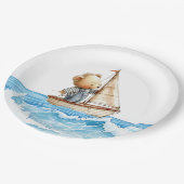 Nautical Boy Sailor Teddy Bears Baby Dusche Pappteller (Schrägansicht)