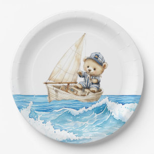 Nautical Boy Sailor Teddy Bears Baby Dusche Pappteller