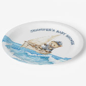 Nautical Boy Sailor Teddy Bears Baby Dusche Pappteller (Schrägansicht)