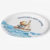 Nautical Boy Sailor Teddy Bears Baby Dusche Pappteller (Schrägansicht)