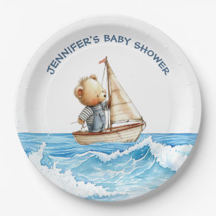 Nautical Boy Sailor Teddy Bears Baby Dusche Pappteller