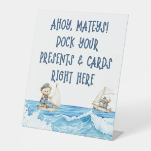 Nautical Boy Sailor Teddy Bears Baby Showgeschenk Sockelschild