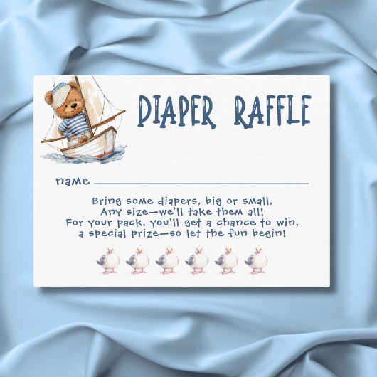 Nautical Boy Sailor Teddy Bears Diaper Kinderdusch Begleitkarte