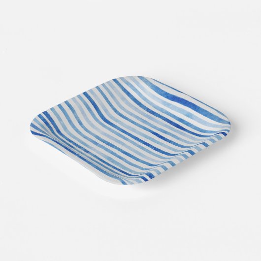 Nautical Boy Sailor Teddy Bears Stripe Babydusche Pappteller (Gewinkelt)