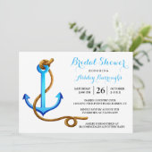 Nautical Brautparty Ship Anchor Blauer Türkis Einladung (Stehend Vorderseite)
