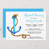 Nautical Brautparty Ship Anchor Blauer Türkis Einladung (Vorne/Hinten)
