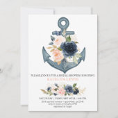 Nautical Bridal Dusche Einladung mit Florals (Vorderseite)