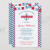 Nautical Bridal Dusche Einladung Rot und Blau (Vorne/Hinten)