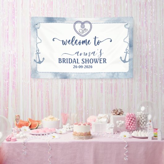 Nautical Bridal Shower Anchor Watercolor Welcome Banner (Party)