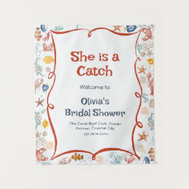 Nautical Bridal Shower Welcome Backdrop Tapestry Wandteppich