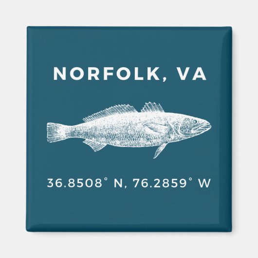 Nautical Button Magnet - Koordinaten von Norfolk V (Vorne)
