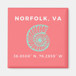 Nautical Button Magnet - Koordinaten von Norfolk V